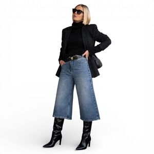 AMO Denim Culottes Womens 27 Blue Wide Leg High Rise Cropped Jeans NWOT